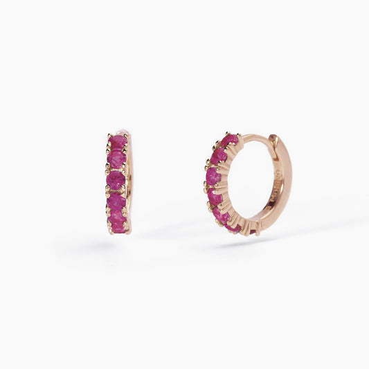 Orecchini Mabina donna Cerchi rose gold con rubini
