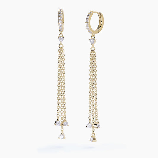 Orecchini pendenti Mabina donna Catenina e zirconi gold