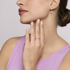 Orecchini a cerchio Mabina donna Smalto rosa e zircone rosa Milanesienne