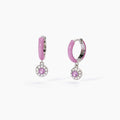 Orecchini a cerchio Mabina donna Smalto rosa e zircone rosa Milanesienne