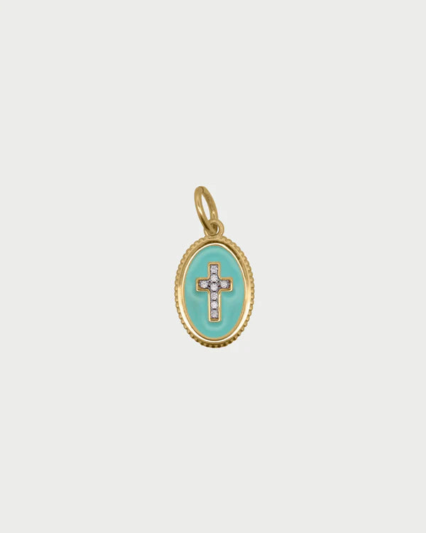 Charm Rue des Mille CHARMBAR Croce medaglia turchese