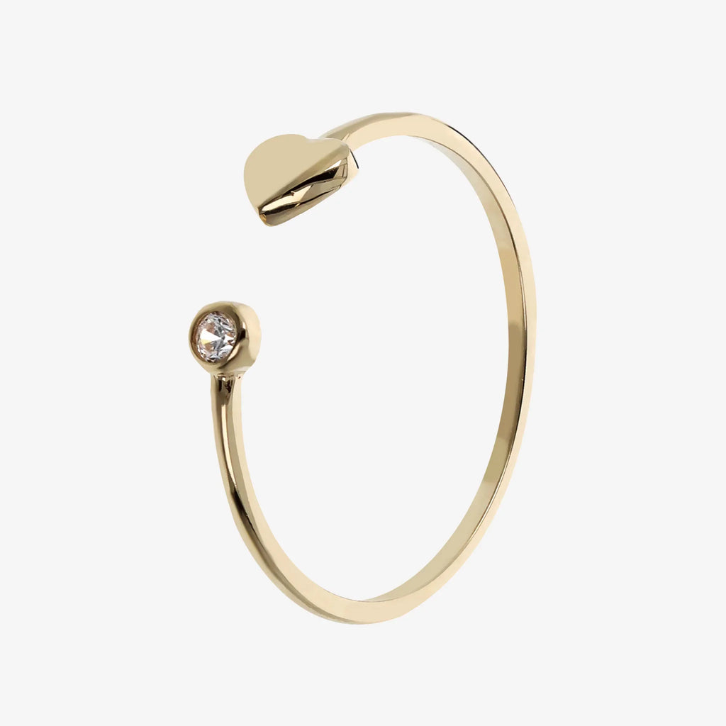 Anello Milor Contrarié in Oro 375 con Cuore e Punto Luce in Cubic Zirconia