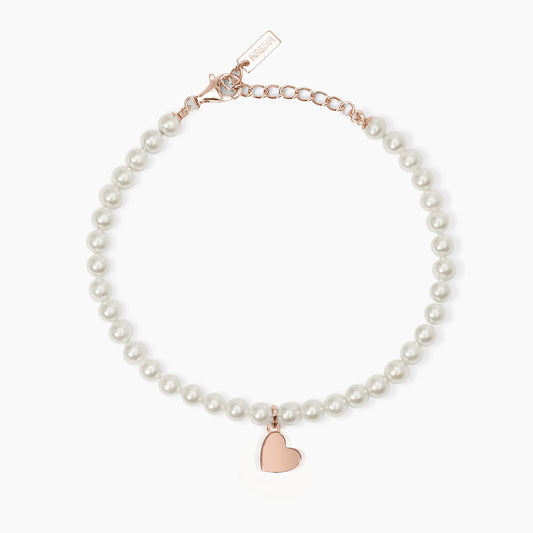 Bracciale Mabina donna Perle e cuore rosè