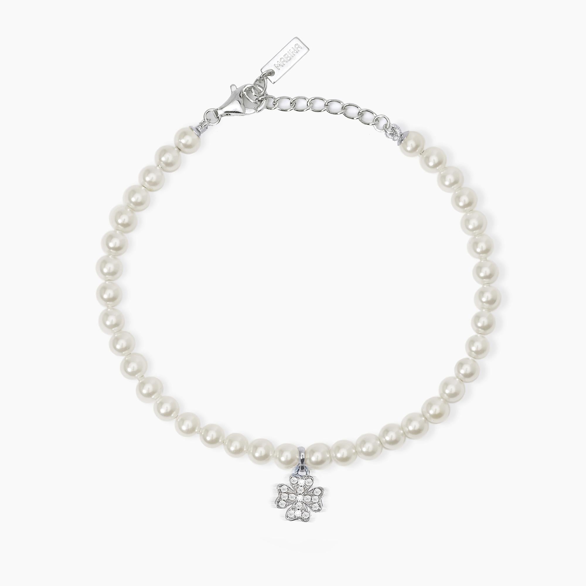 Bracciale Mabina donna Perle e quadrifoglio