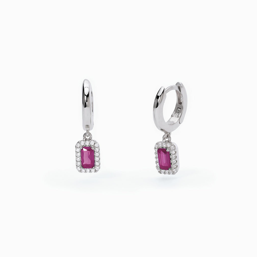 Orecchini Mabina donna Cerchi con rubino pendente