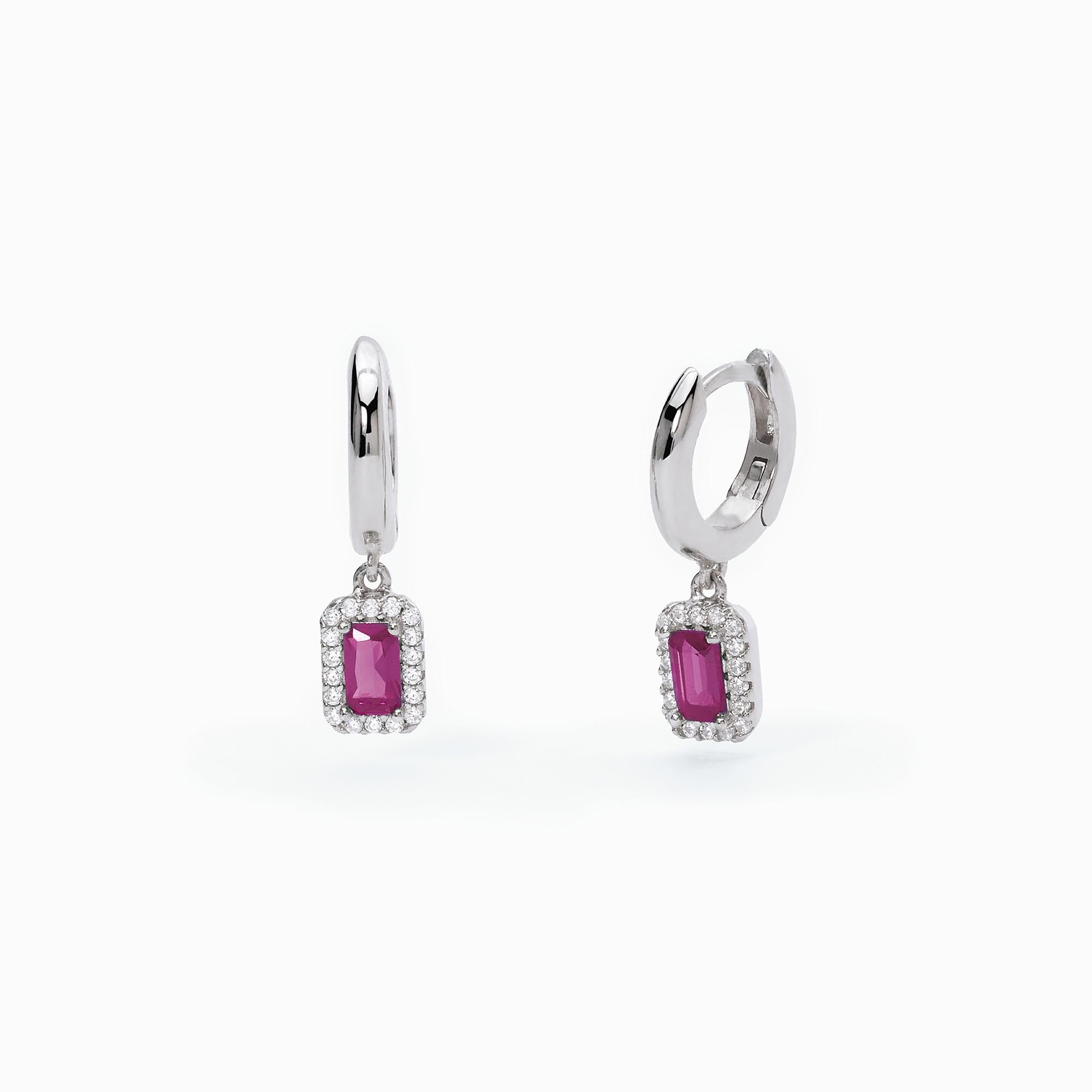 Orecchini Mabina donna Cerchi con rubino pendente