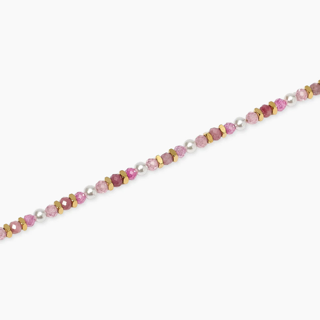 Cavigliera donna Kidult con perle conchiglia e pietre rosa