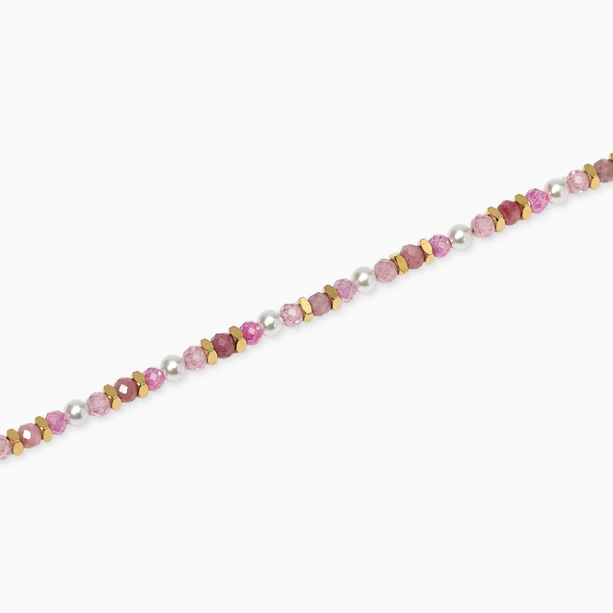 Cavigliera donna Kidult con perle conchiglia e pietre rosa