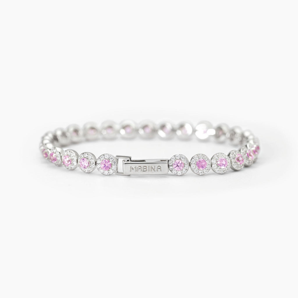 Bracciale Mabina donna tennis in argento con zirconi rosa
