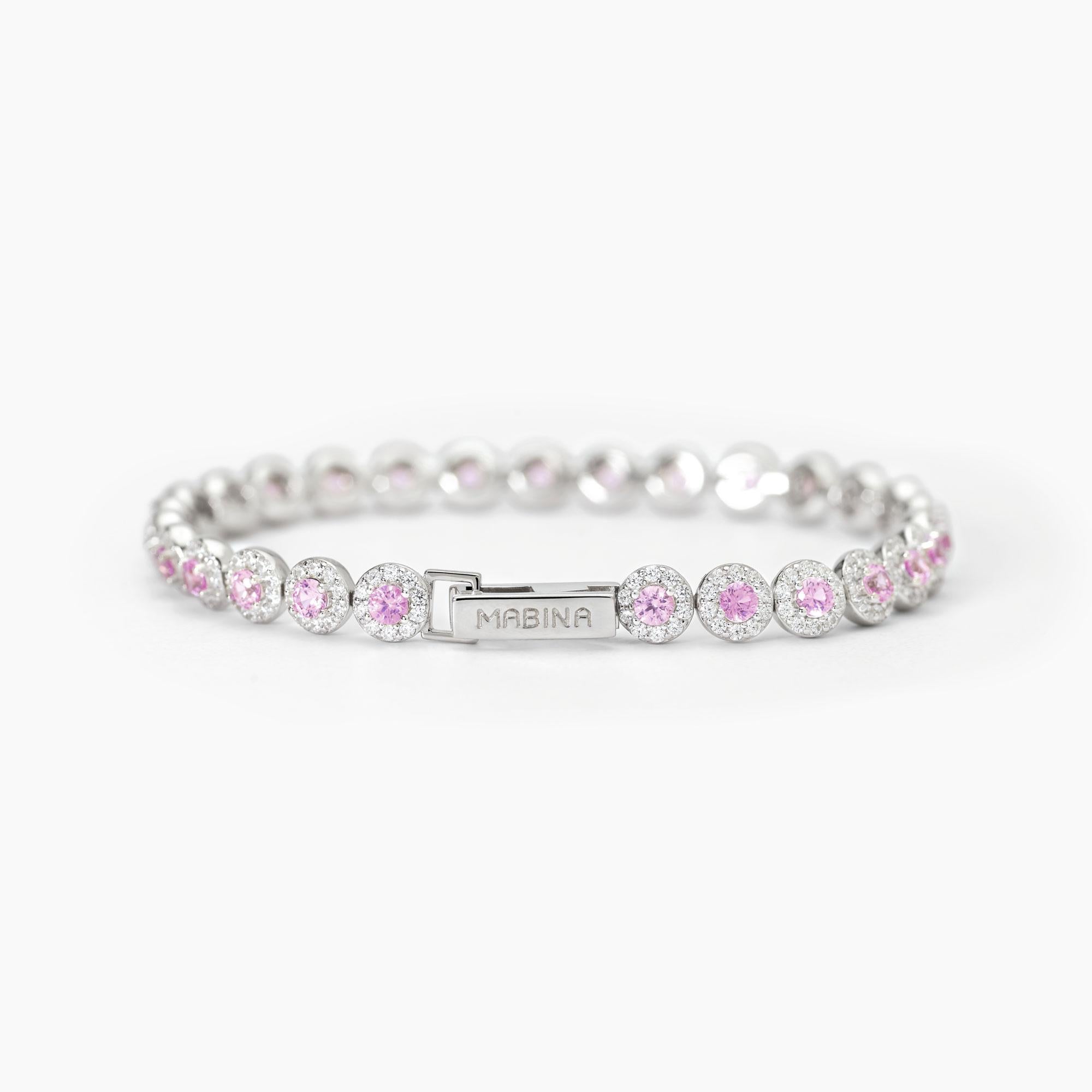 Bracciale Mabina donna tennis in argento con zirconi rosa