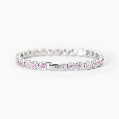 Bracciale Mabina donna tennis in argento con zirconi rosa