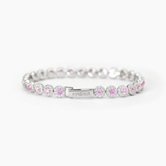 Bracciale Mabina donna tennis in argento con zirconi rosa