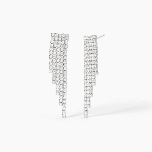 Orecchini Mabina donna Cascata di 5 file di zirconi