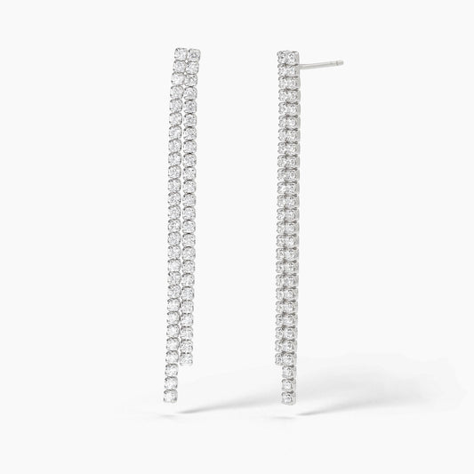 Orecchini Mabina donna Cascata di 2 file di zirconi