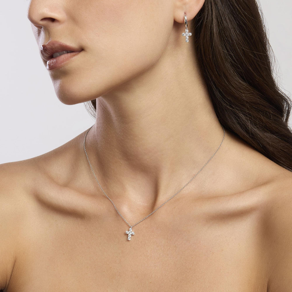 Orecchini a cerchio Mabina donna Croce pendente