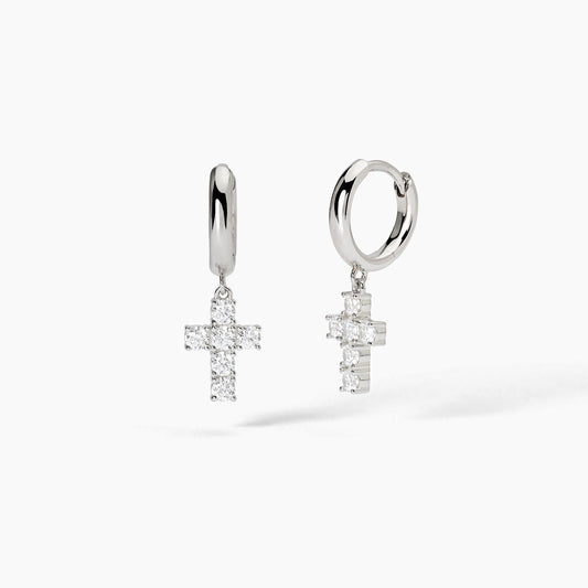 Orecchini a cerchio Mabina donna Croce pendente