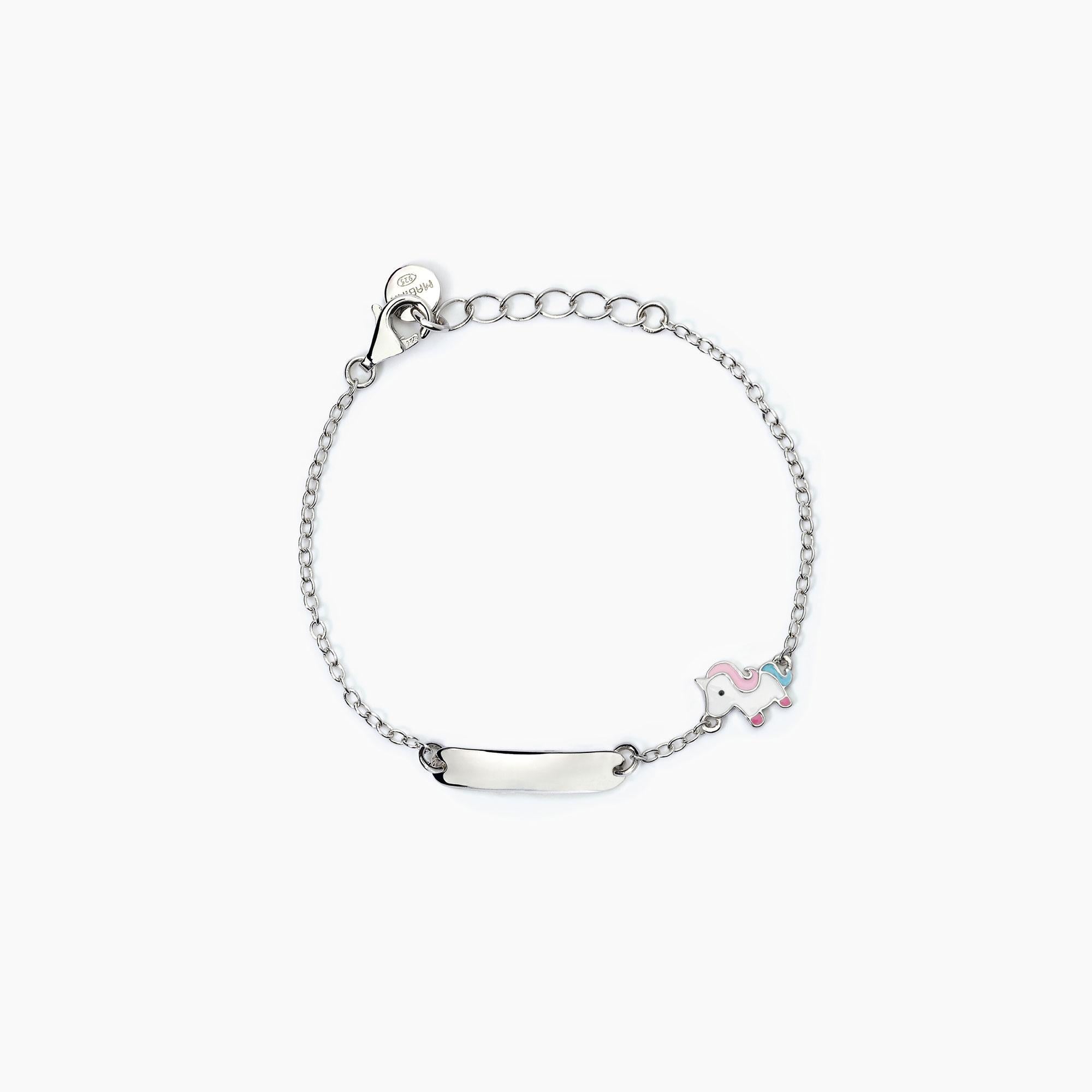 Bracciale Mabina Junior Bimba Unicorno e piastrina incidibile