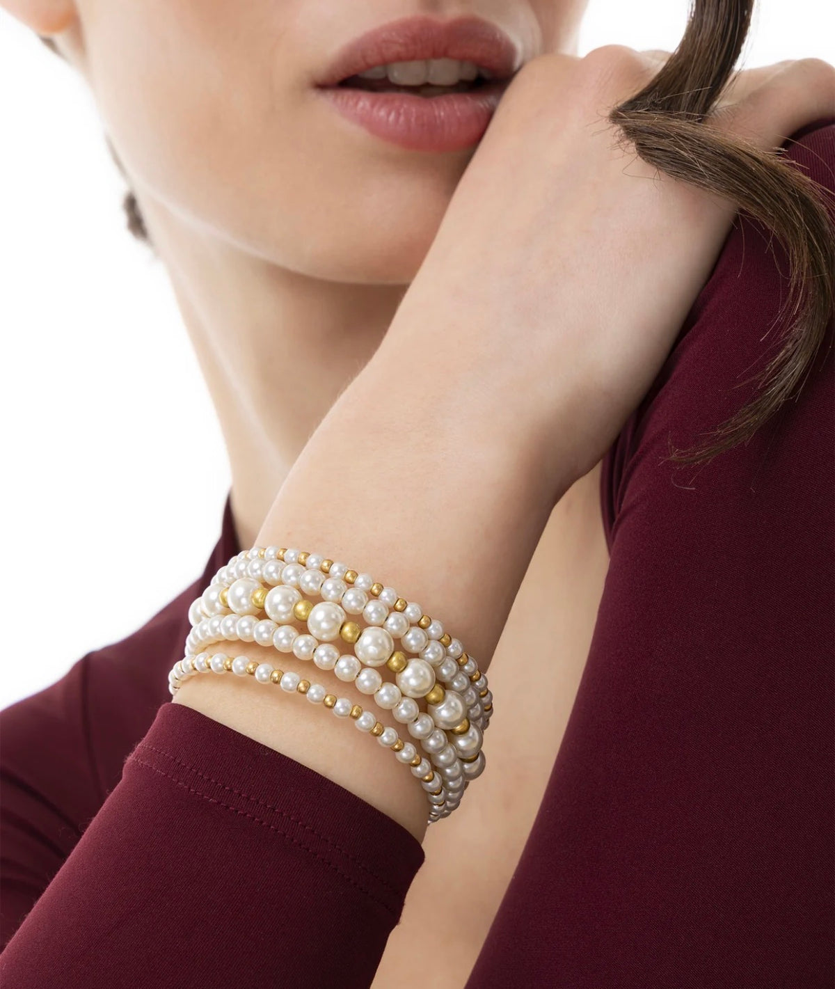 Bracciale Vestopazzo donna rigido multifilo mix di perle