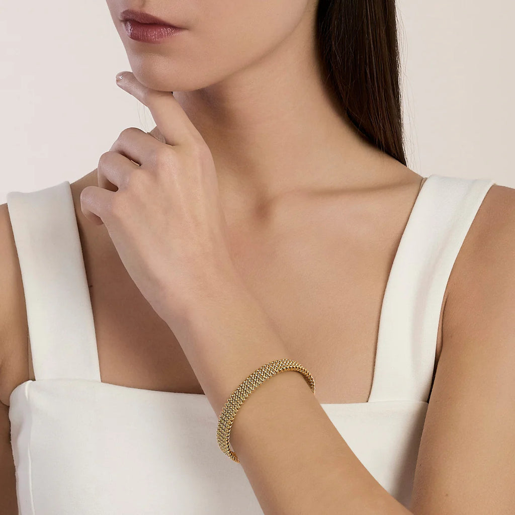 Bracciale Kidult donna cuff dorato con maglia mesh