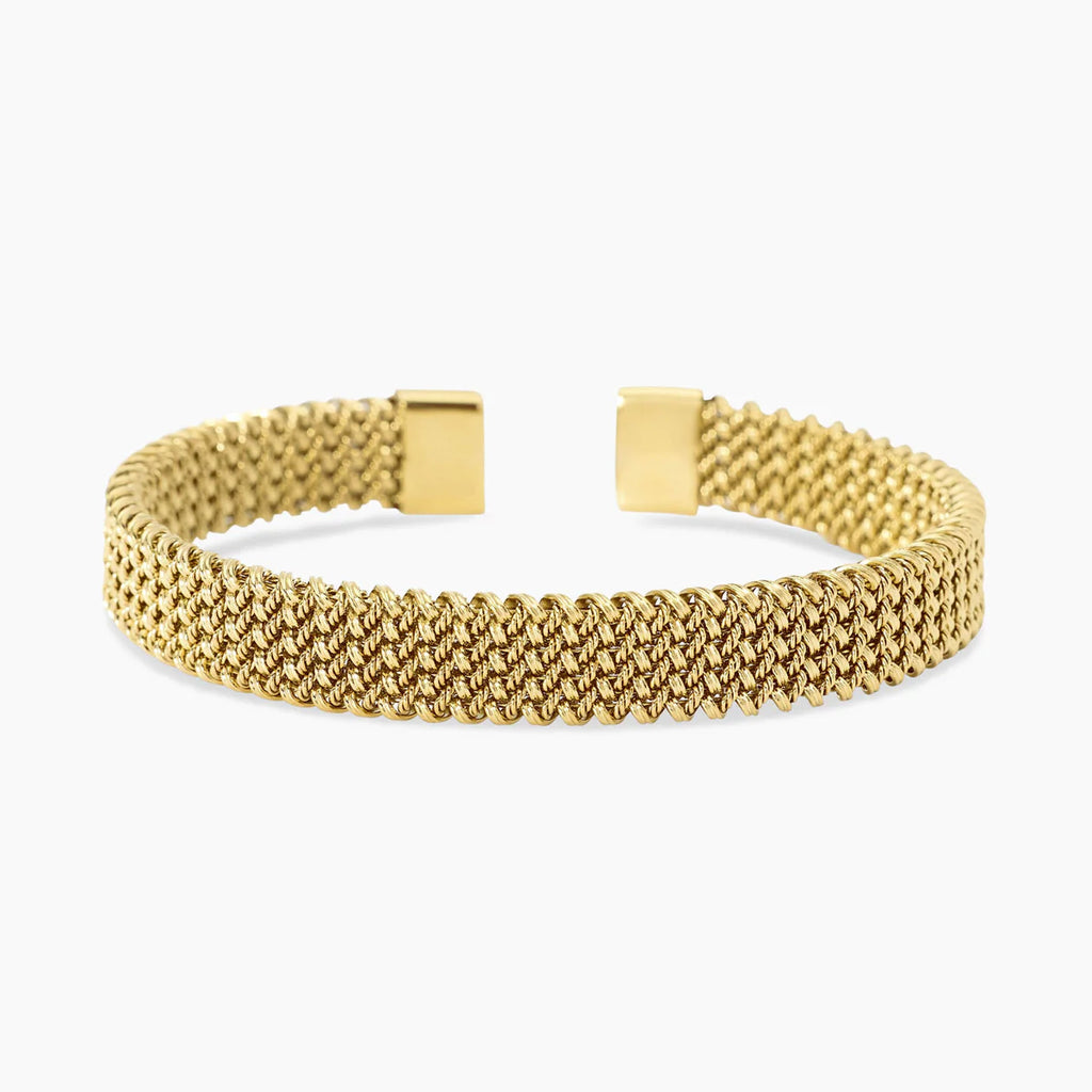Bracciale Kidult donna cuff dorato con maglia mesh