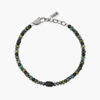 Bracciale Kidult uomo regolabile con ematite e turchese verde