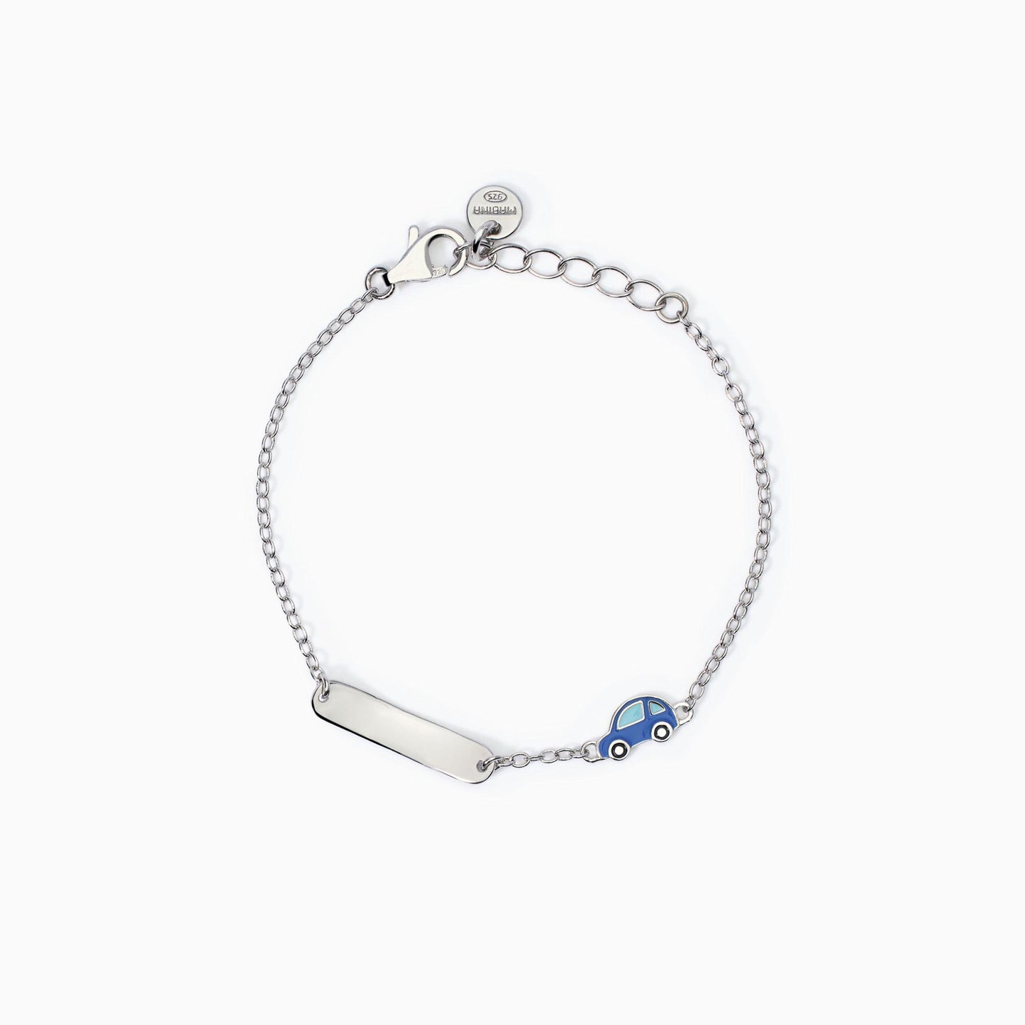 Bracciale Mabina Junior Bimbo Macchinina blu e targhetta incidibile