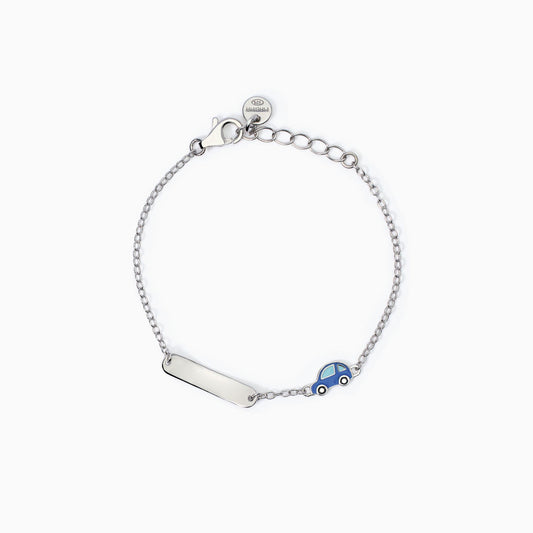 Bracciale Mabina Junior Bimbo Macchinina blu e targhetta incidibile