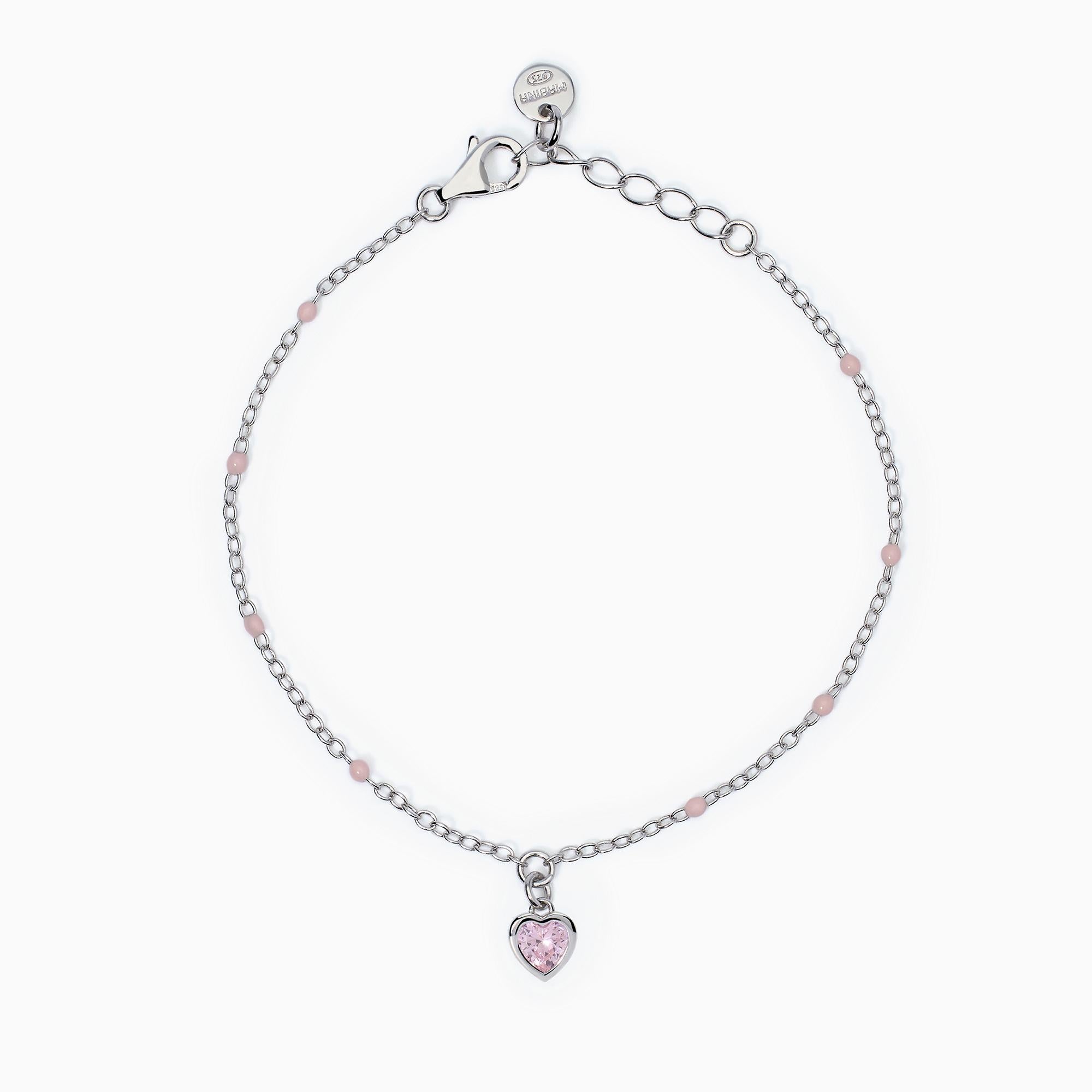 Bracciale Mabina Junior Bimba Cuoricino rosa pendente
