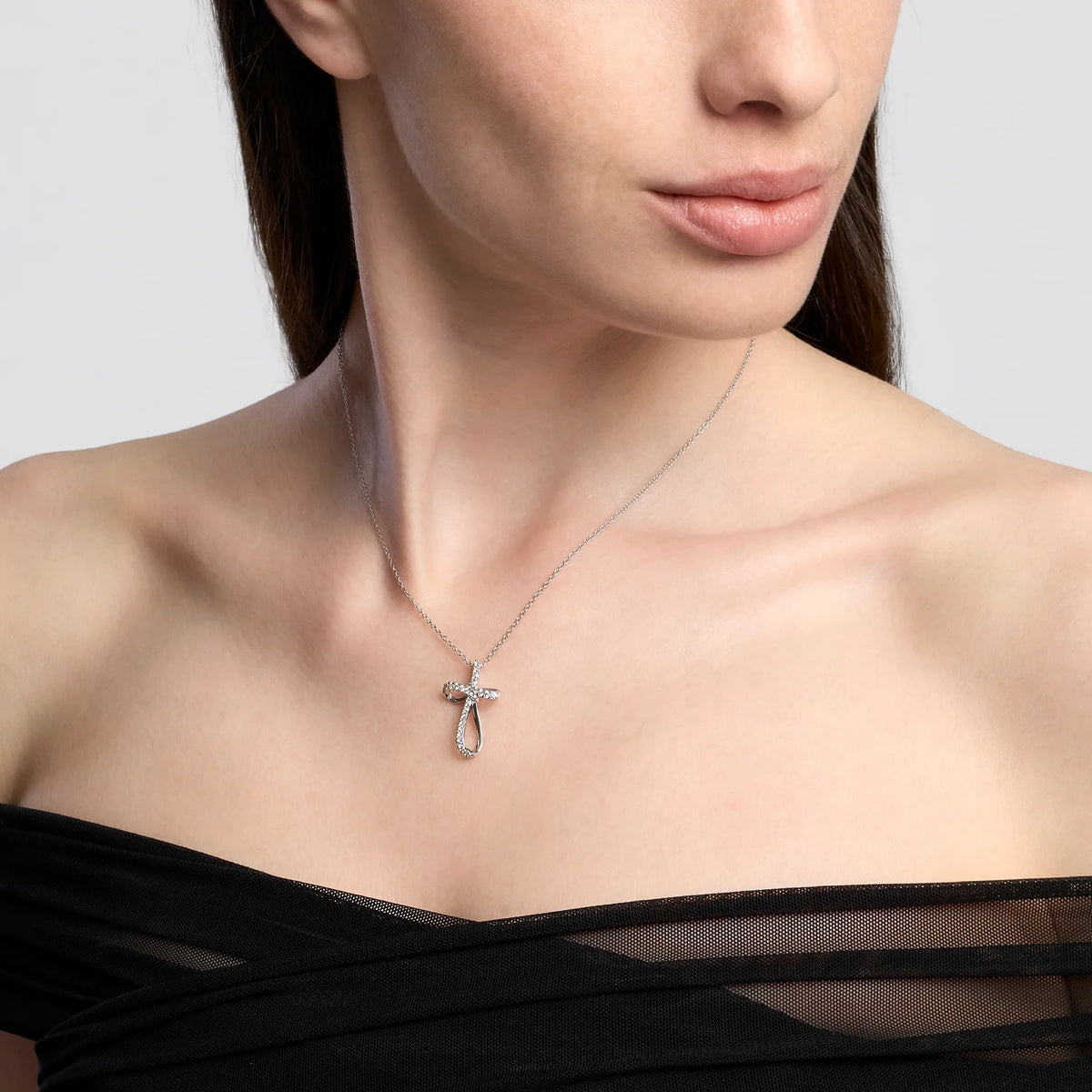 Collana Mabina donna con pendente croce e zirconi