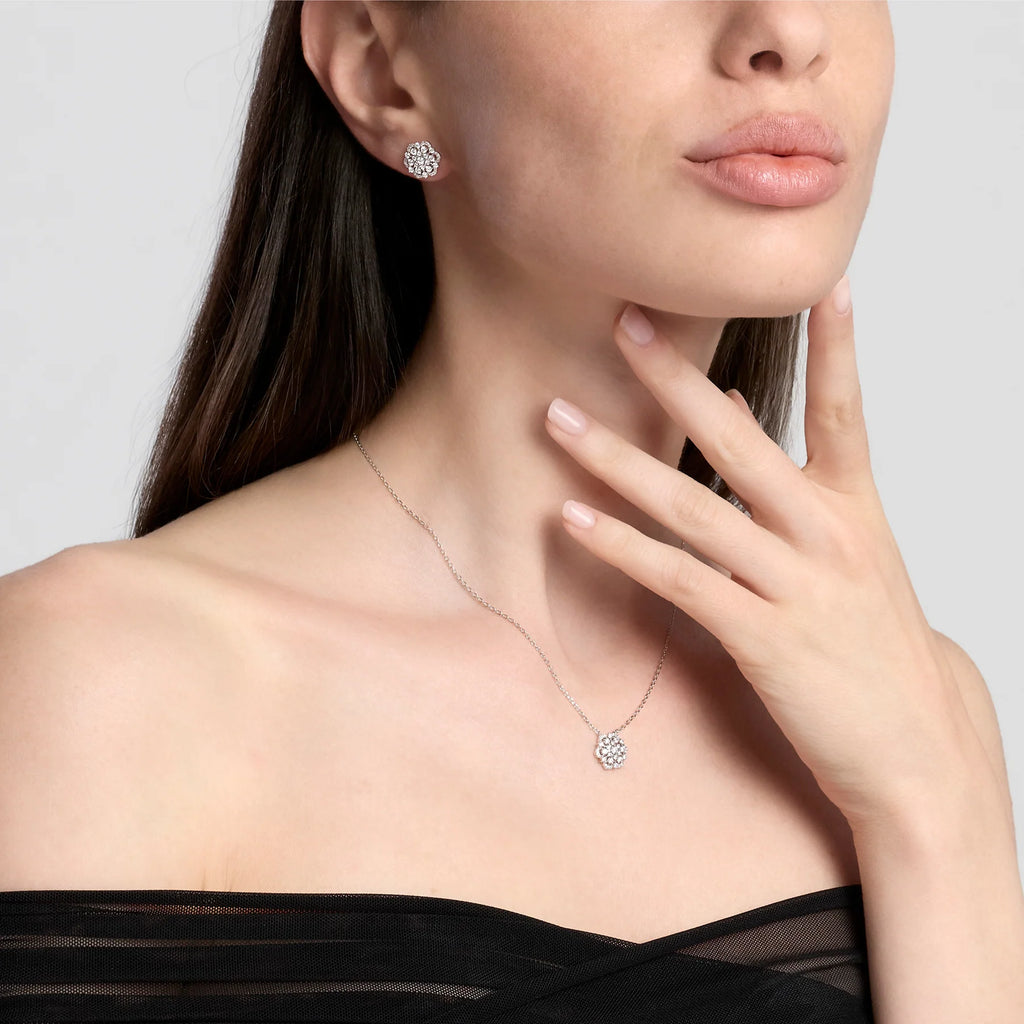 Collana Mabina donna con ciondolo fiore con zirconi