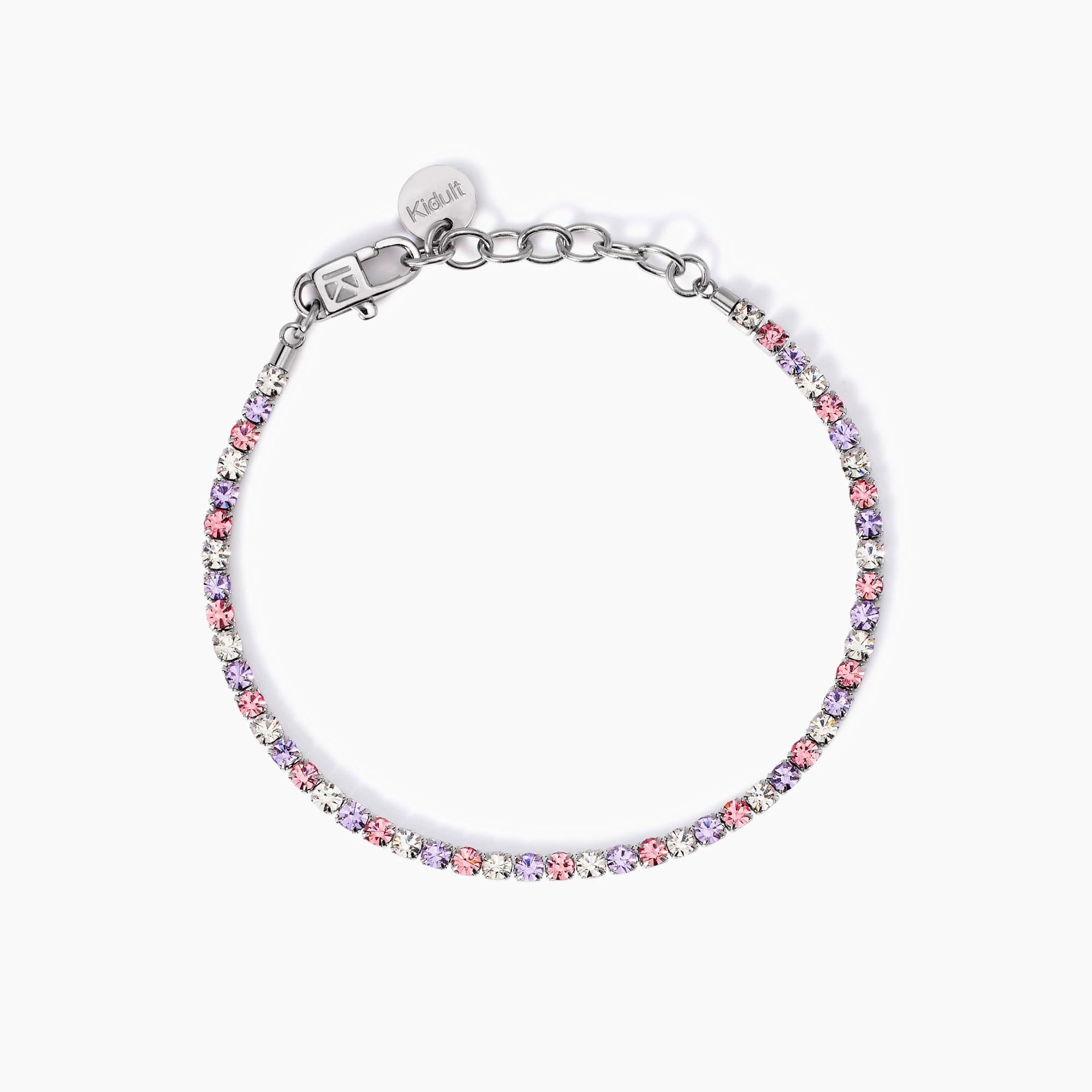 Bracciale Kidult Style 11 Tennis bianchi, rosa, lilla
