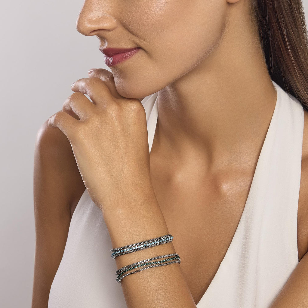 Bracciale Kidult Style 07 Tennis con cristalli verdi e doppia catena