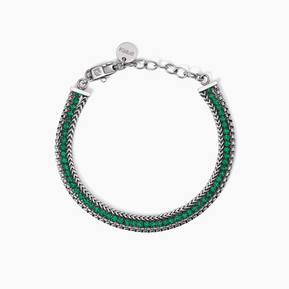 Bracciale Kidult Style 07 Tennis con cristalli verdi e doppia catena