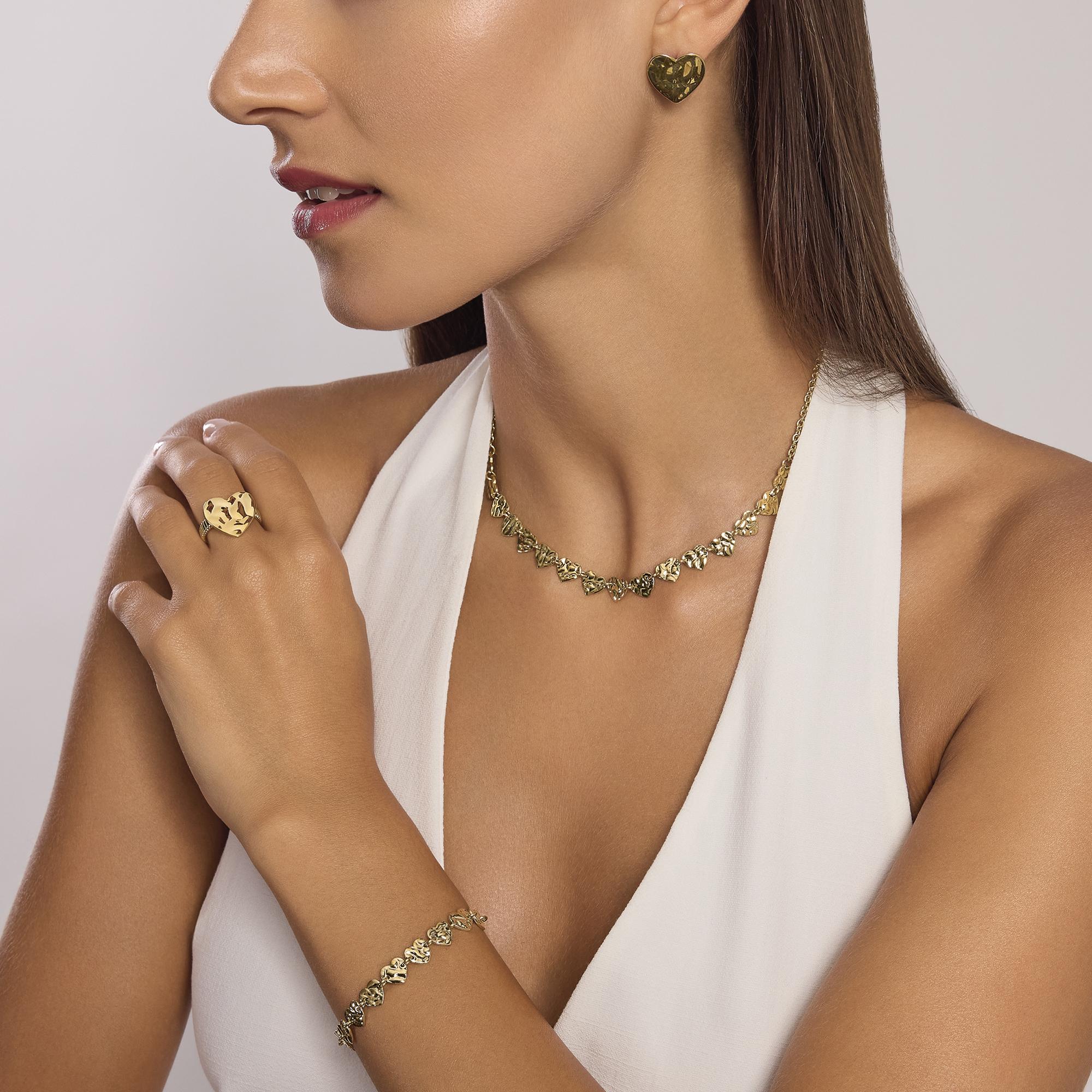 Collana Kidult Style 03 Cuoricini martellati gold