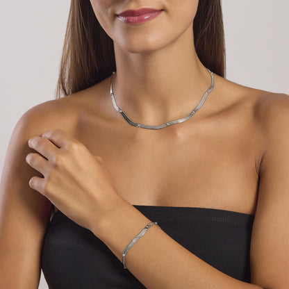 Collana Kidult Style 04 Snake e cristalli bianchi