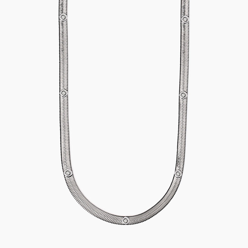 Collana Kidult Style 04 Snake e cristalli bianchi