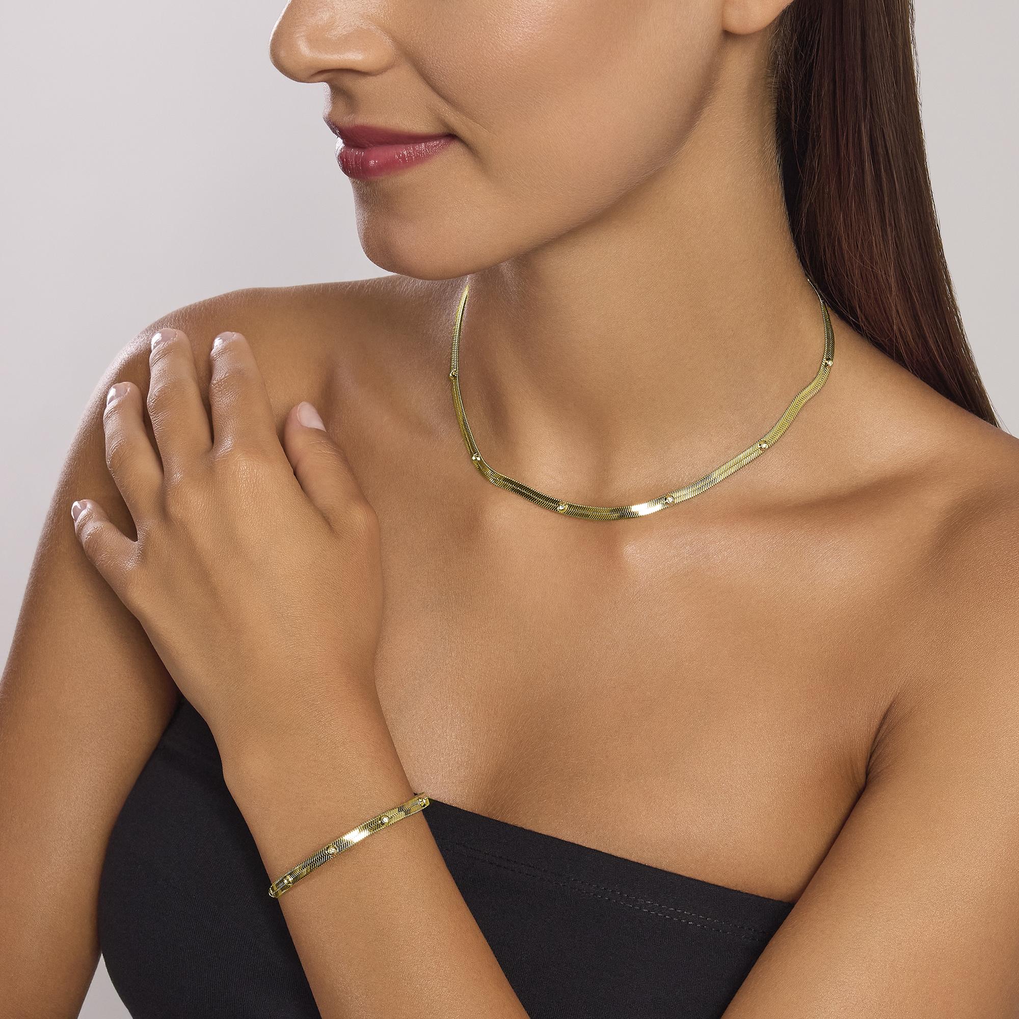 Collana Kidult Style 04 Snake e cristalli bianchi gold