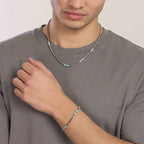 Bracciale Kidult uomo con catena veneta e cilindri in diaspro azzurro