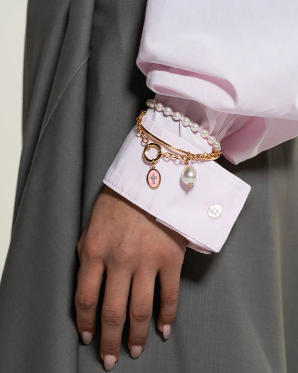 Charm Rue des Mille CHARMBAR Croce medaglia rosa
