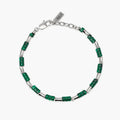 Bracciale Kidult Style uomo con elementi bambù in acciaio e malachite sintetica