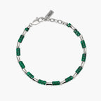 Bracciale Kidult Style uomo con elementi bambù in acciaio e malachite sintetica