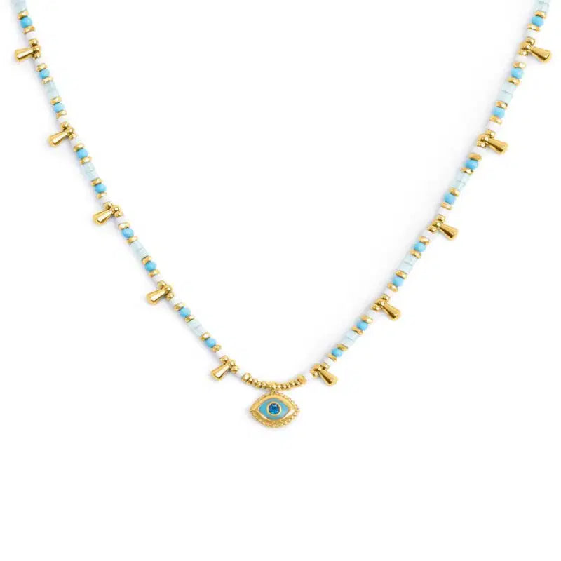 Collana Marlù donna con occhio pendente ed elementi di ematite sfacetttata