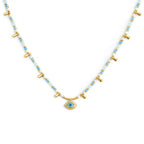 Collana Marlù donna con occhio pendente ed elementi di ematite sfacetttata