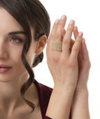 Anello Vestopazzo donna regolabile fascia a fisarmonica mix con perle