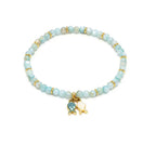 Bracciale elastico Vestopazzo Sfere madreperla azzurra e pesciolini