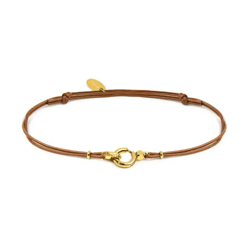 Bracciale Marlù donna cordino marroncino  con moschettone ad anello centrale