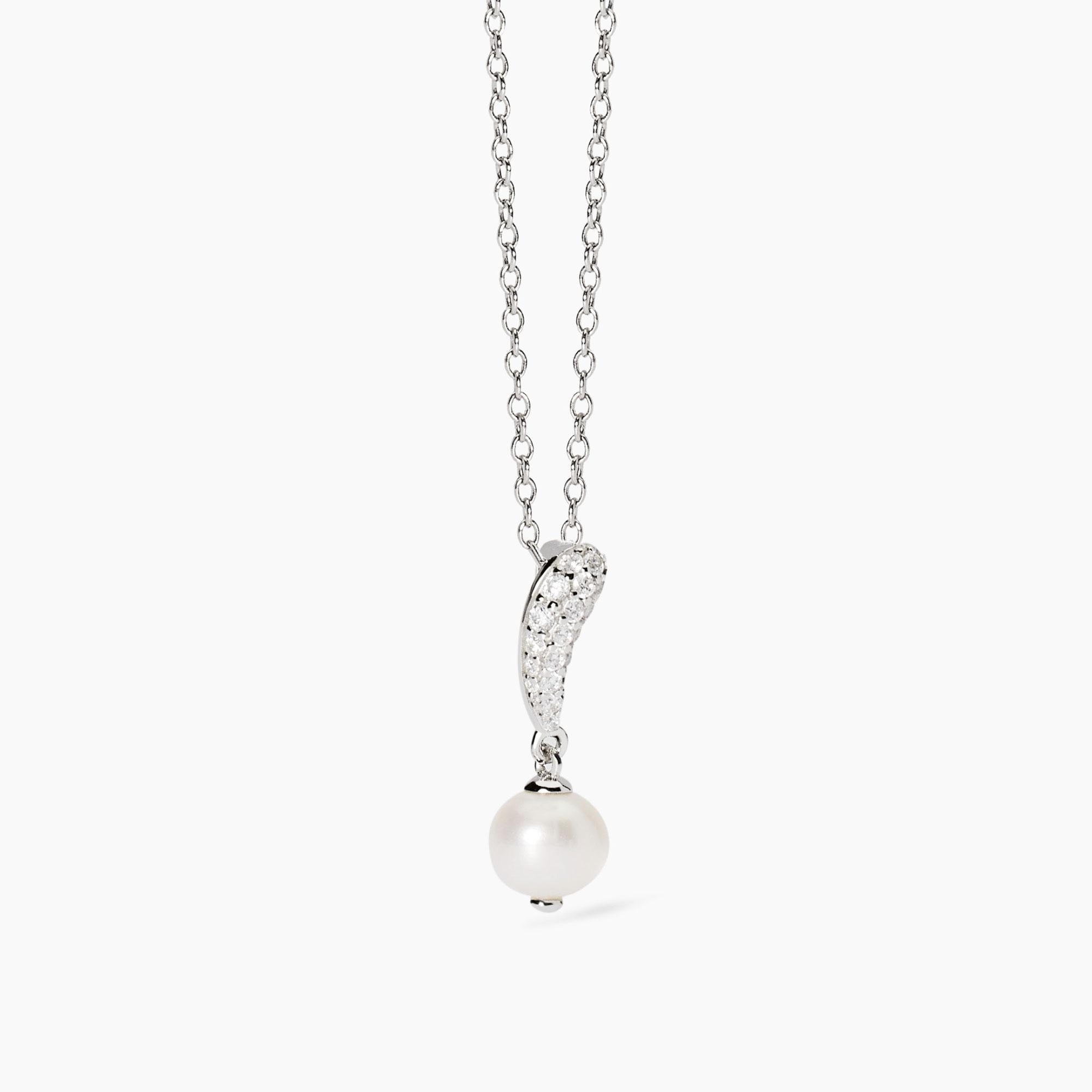 Collana Mabina donna Pavè di zirconi e perla coltivata