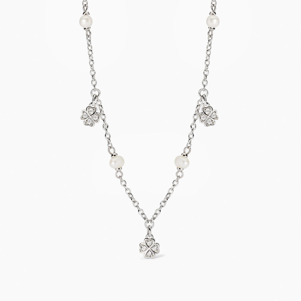 Collana Mabina donna Quadrifogli e perle