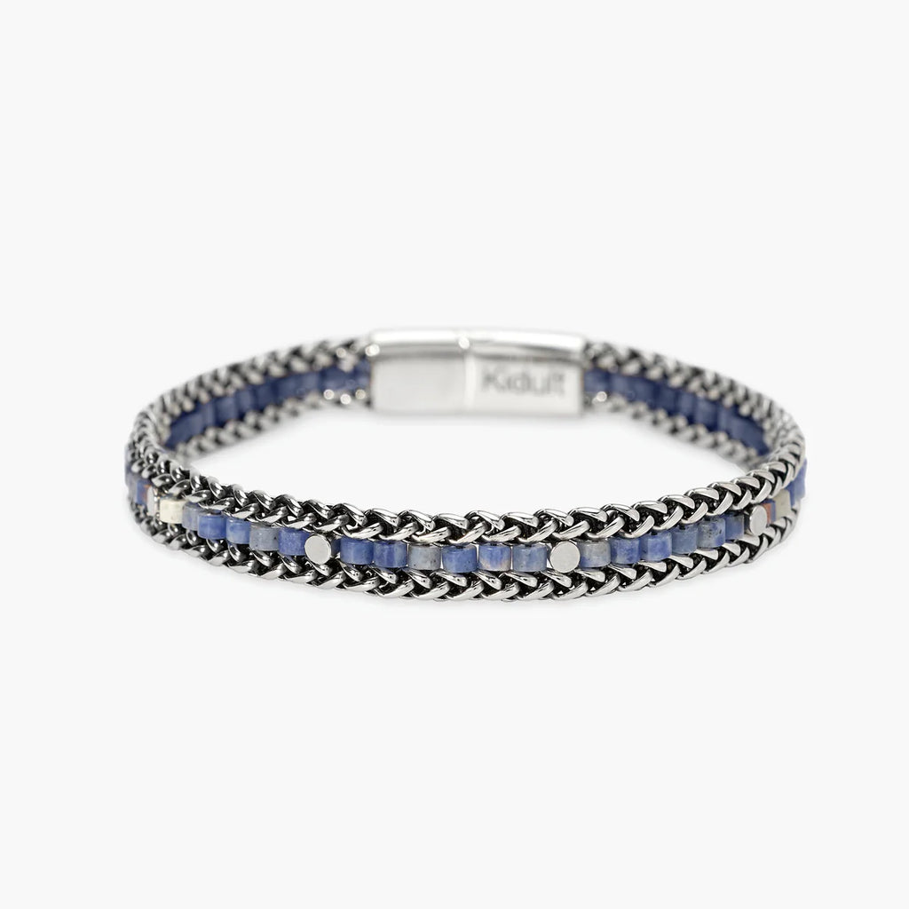 Bracciale Kidult uomo in acciaio e sodalite blu