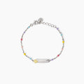 Bracciale Mabina Junior Bimba Multicolor con quadrifoglio oro e targhetta incidibile